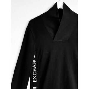 Armani Exchange A|X Men's Shawl Collar Sweatshirt Black Spell Out Logo Sz Medium